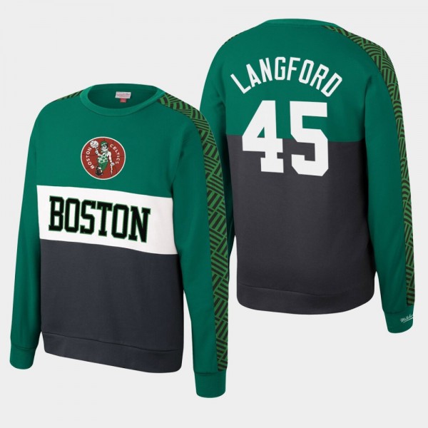 Men's Celtics #45 Romeo Langford Hardwood Classics Leading Scorer Fleece Pullover Kelly Green Sweatshirt