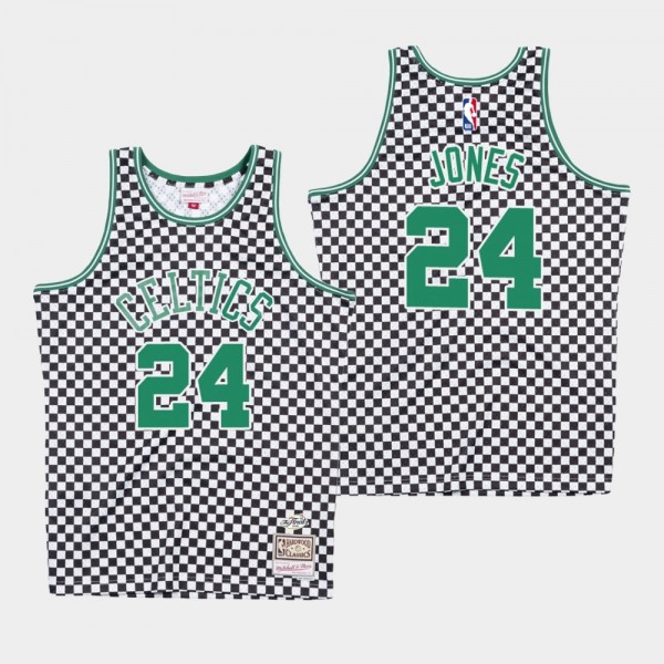 Men's Mitchell & Ness Boston Celtics #24 Sam Jones Checkerboard Jersey
