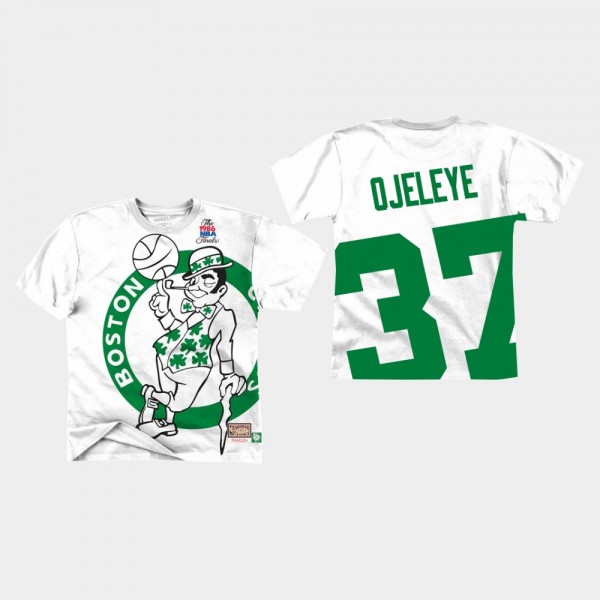 Celtics #37 Semi Ojeleye Big Face White T-Shirt