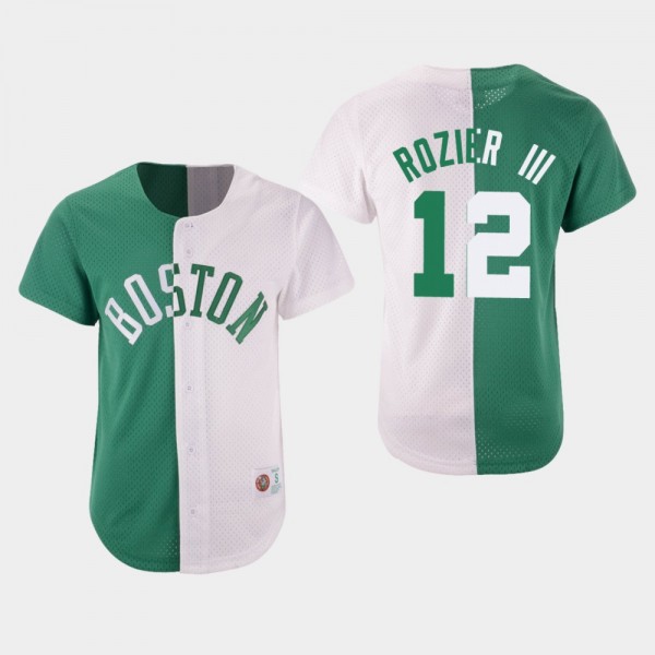 Men's Boston Celtics #12 Terry Rozier III Split Mesh Button Jersey