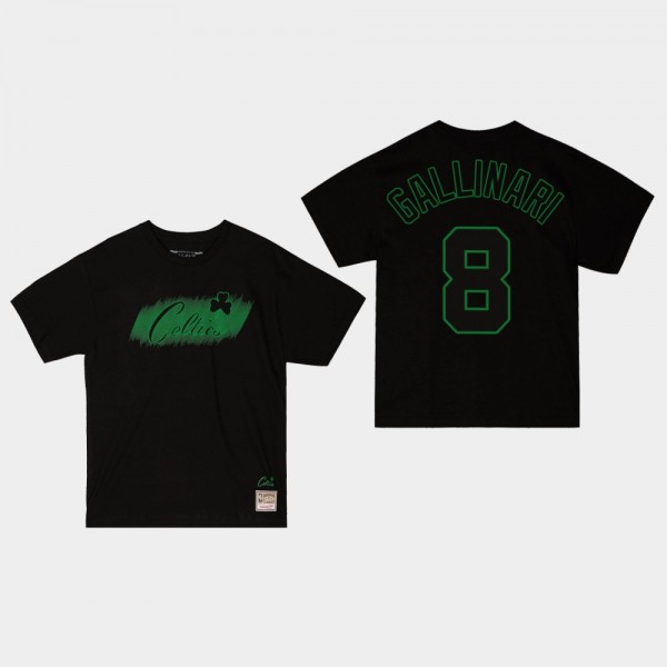 Boston Celtics #8 Danilo Gallinari Hardwood Classics Monochrome T-shirt Black