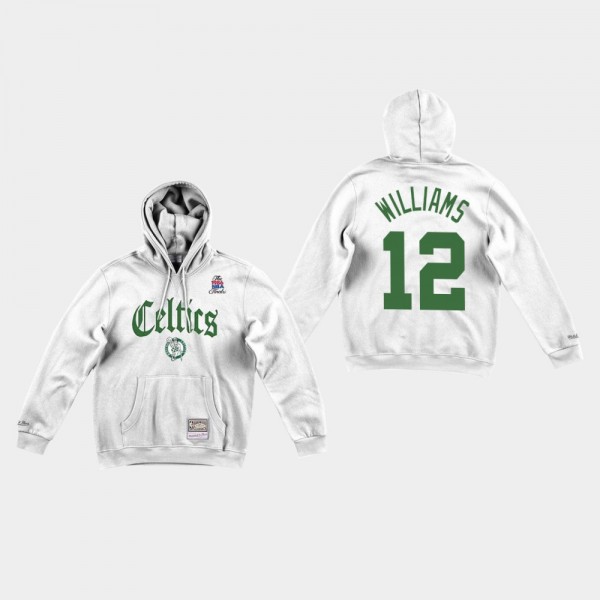 Boston Celtics Grant Williams Old English Faded White Hoodie