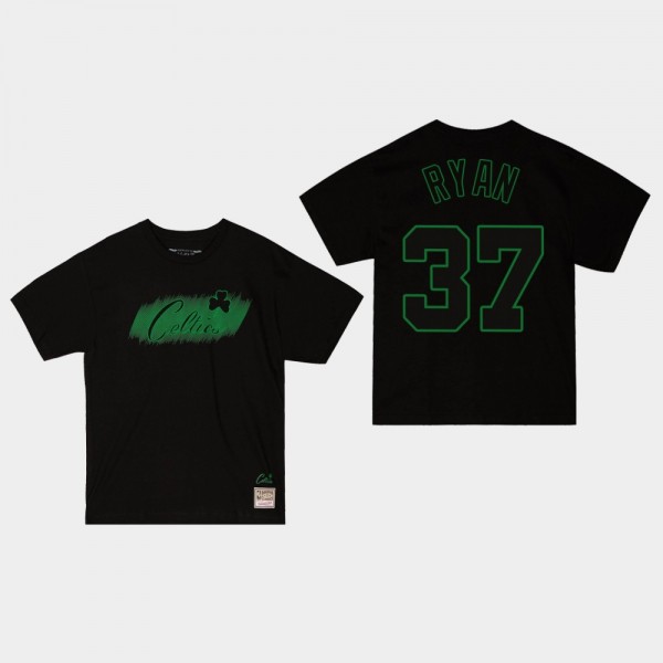 Boston Celtics #37 Matt Ryan Hardwood Classics Monochrome T-shirt Black