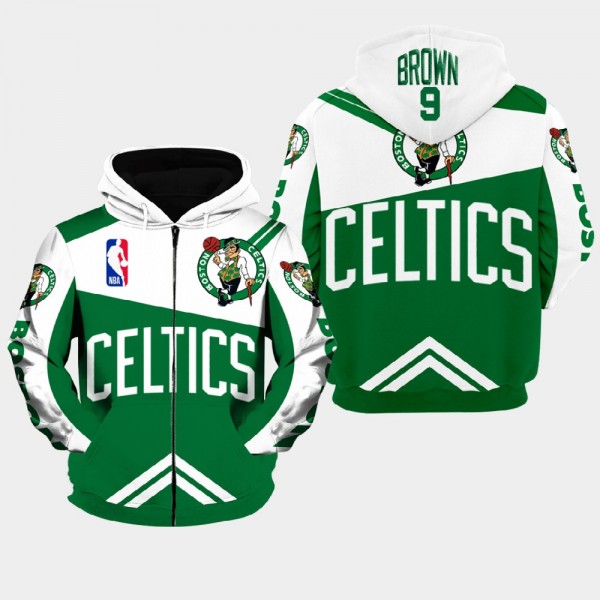 Men's Moses Brown Boston Celtics Team logo Full-Zip Jacket Green