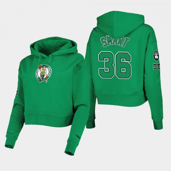 Boston Celtics Marcus Smart Cropped Kelly Green Hoodie Women's Classic Fleece