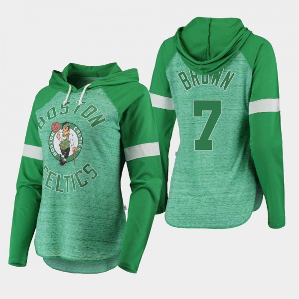 Women's Boston Celtics Jaylen Brown Season Opener Raglan Long Sleeve Green T-Shirt