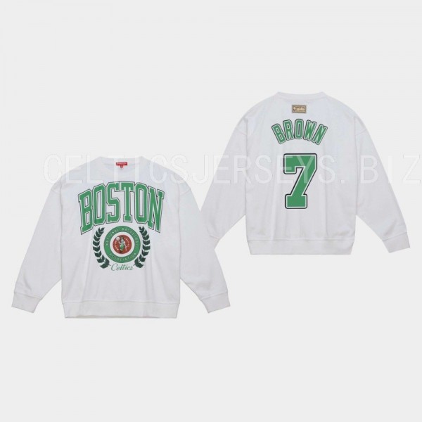 Women's Boston Celtics #7 Jaylen Brown White Crew 2.0 Hoodie