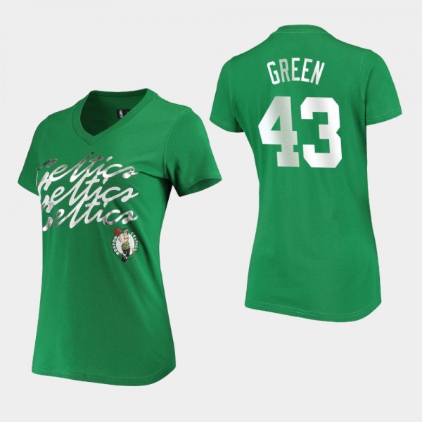Women's Boston Celtics Javonte Green Power Forward Foil V-Neck Kelly Green T-Shirt