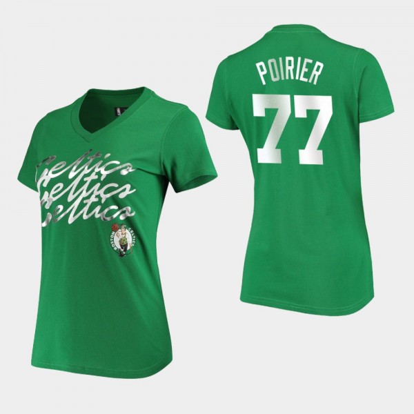 Women's Boston Celtics Vincent Poirier Power Forward Foil V-Neck Kelly Green T-Shirt