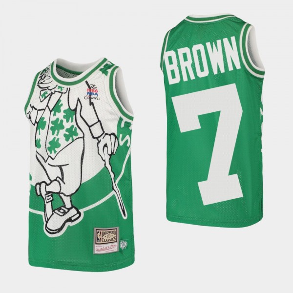 Youth Celtics #7 Jaylen Brown Big Face Hardwood Classics Green Jersey