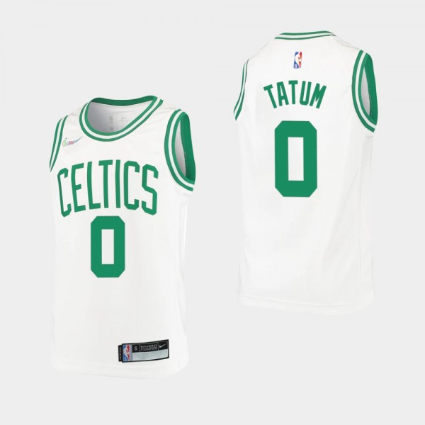 Youth Boston Celtics 75th Anniversary Association #0 Jayson Tatum White Jersey